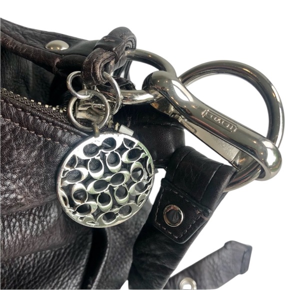 Vintage Coach 100% Leather-Pebble Texture Hobo Crossbody Shoulder Bag Dark Brown - Picture 9 of 16